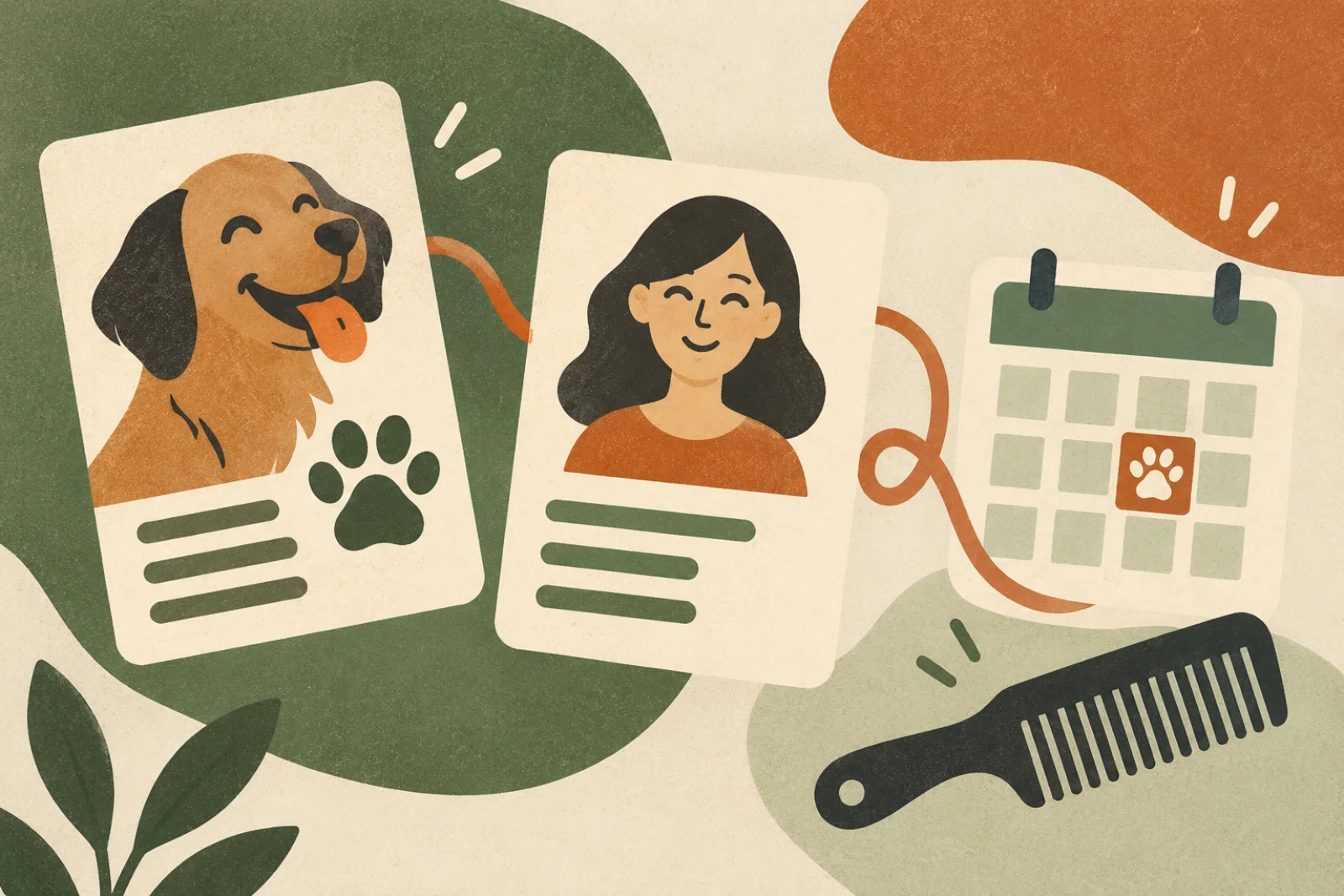 Linked dog, owner, and appointment record cards