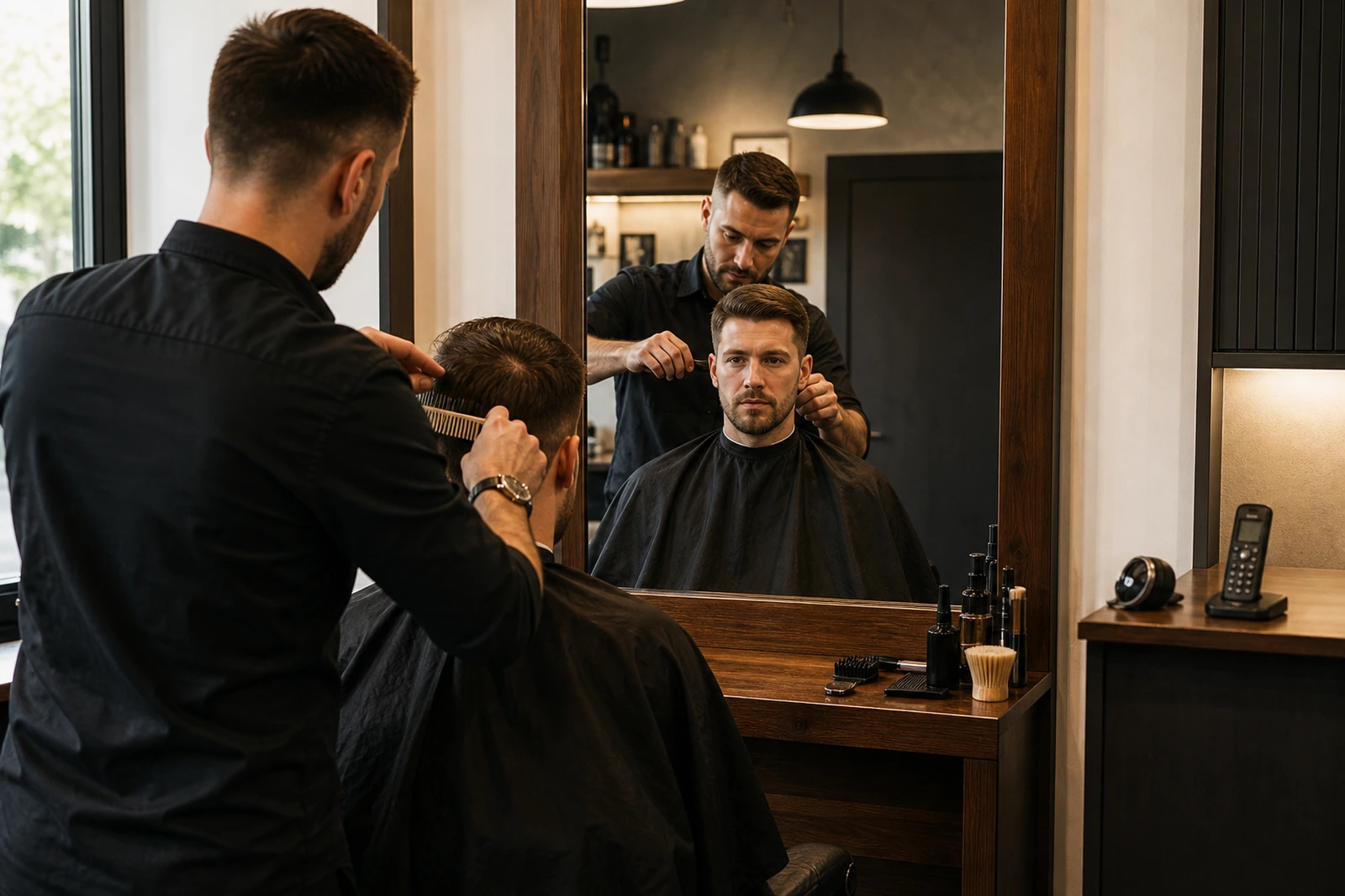 AI receptionist and human answering service comparison for a barbershop