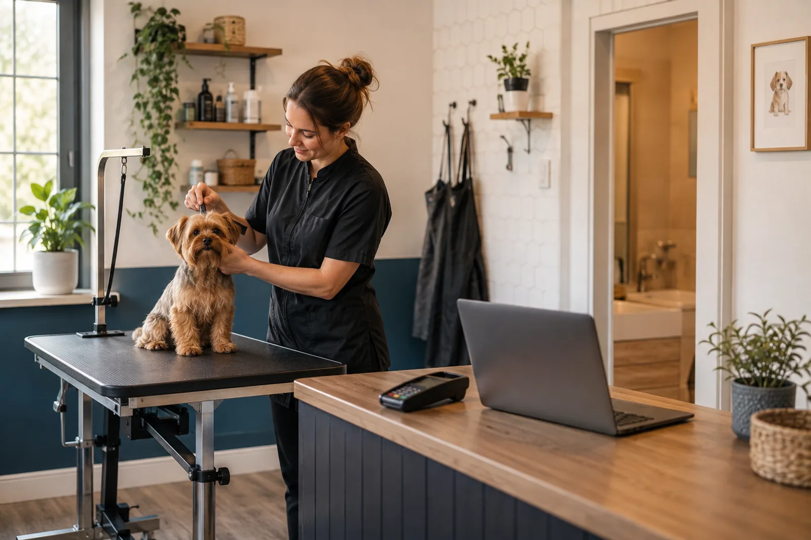 Solo pet groomer coordinating client calls, payments, and appointments
