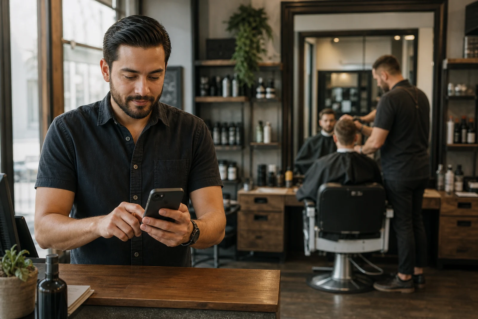 Two-way text conversation for a barbershop handled by Alice